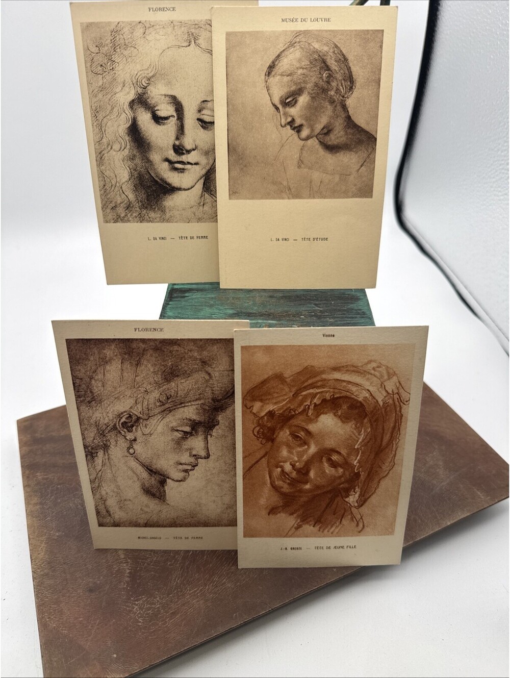 Lot Of 4 Antique Artist Art Postcards Da Vinci Drawings NEW Made In France